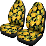Yellow Tulip Pattern Print Universal Fit Car Seat Covers