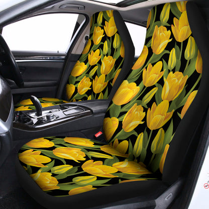 Yellow Tulip Pattern Print Universal Fit Car Seat Covers