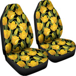 Yellow Tulip Pattern Print Universal Fit Car Seat Covers