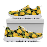 Yellow Tulip Pattern Print White Sneakers
