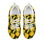 Yellow Tulip Pattern Print White Sneakers