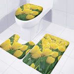 Yellow Tulip Print 3 Piece Bath Mat Set