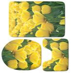 Yellow Tulip Print 3 Piece Bath Mat Set