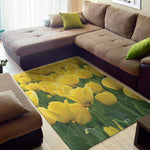 Yellow Tulip Print Area Rug
