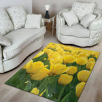 Yellow Tulip Print Area Rug