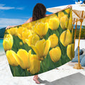 Yellow Tulip Print Beach Sarong Wrap