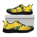 Yellow Tulip Print Black Running Shoes