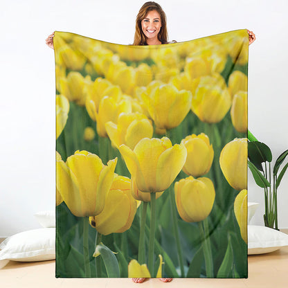 Yellow Tulip Print Blanket