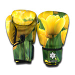Yellow Tulip Print Boxing Gloves