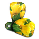 Yellow Tulip Print Boxing Gloves