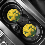 Yellow Tulip Print Car Coasters