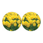 Yellow Tulip Print Car Coasters