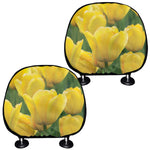 Yellow Tulip Print Car Headrest Covers