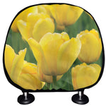 Yellow Tulip Print Car Headrest Covers