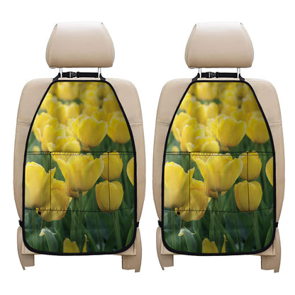 Yellow Tulip Print Car Seat Organizers
