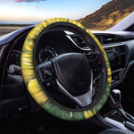 Yellow Tulip Print Car Steering Wheel Cover