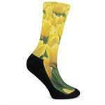 Yellow Tulip Print Crew Socks