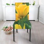 Yellow Tulip Print Dining Chair Slipcover