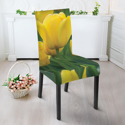Yellow Tulip Print Dining Chair Slipcover