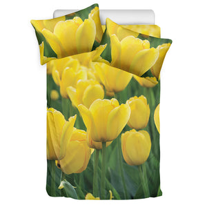 Yellow Tulip Print Duvet Cover Bedding Set