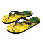 Yellow Tulip Print Flip Flops
