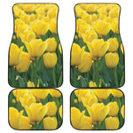 Yellow Tulip Print Front and Back Car Floor Mats