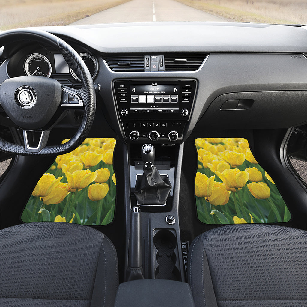 Yellow Tulip Print Front Car Floor Mats