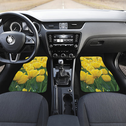 Yellow Tulip Print Front Car Floor Mats