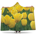 Yellow Tulip Print Hooded Blanket
