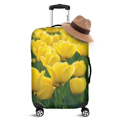 Yellow Tulip Print Luggage Cover