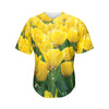 Yellow Tulip Print Men's Baseball Jersey