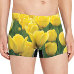 Yellow Tulip Print Men's Boxer Briefs