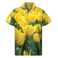 Yellow Tulip Print Men's Short Sleeve Shirt