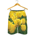 Yellow Tulip Print Men's Shorts