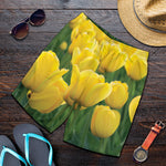 Yellow Tulip Print Men's Shorts