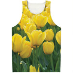 Yellow Tulip Print Men's Tank Top