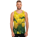 Yellow Tulip Print Men's Tank Top
