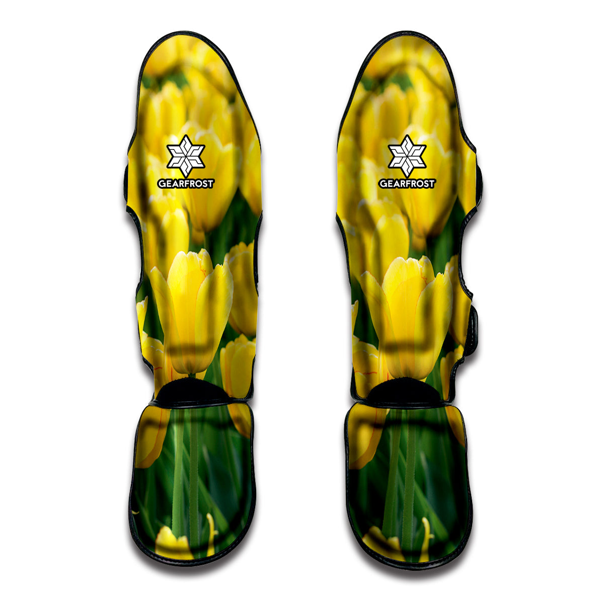 Yellow Tulip Print Muay Thai Shin Guard