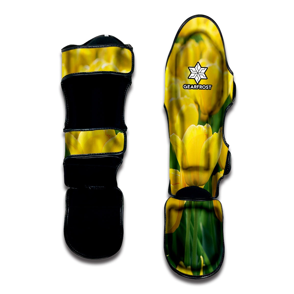 Yellow Tulip Print Muay Thai Shin Guard