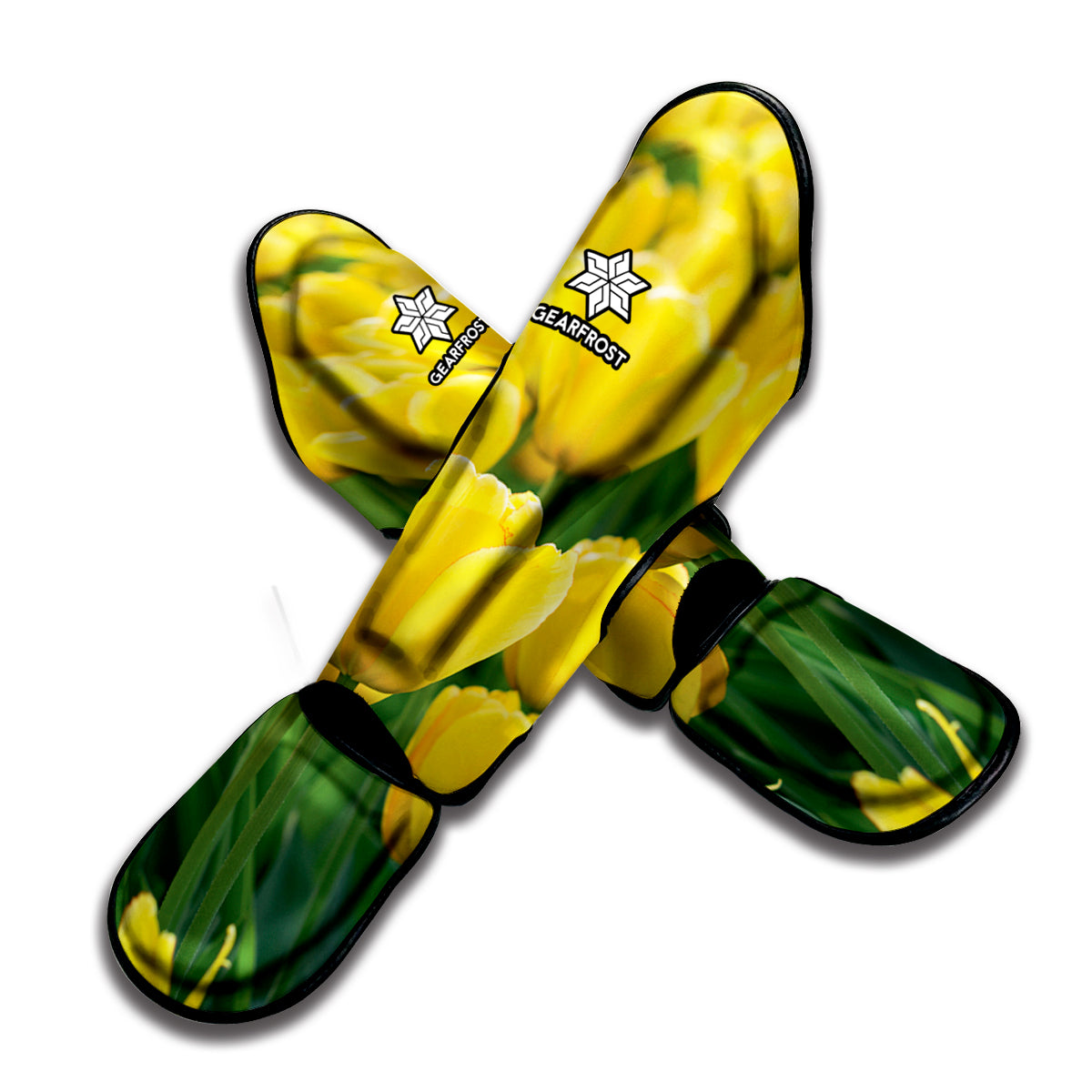 Yellow Tulip Print Muay Thai Shin Guard