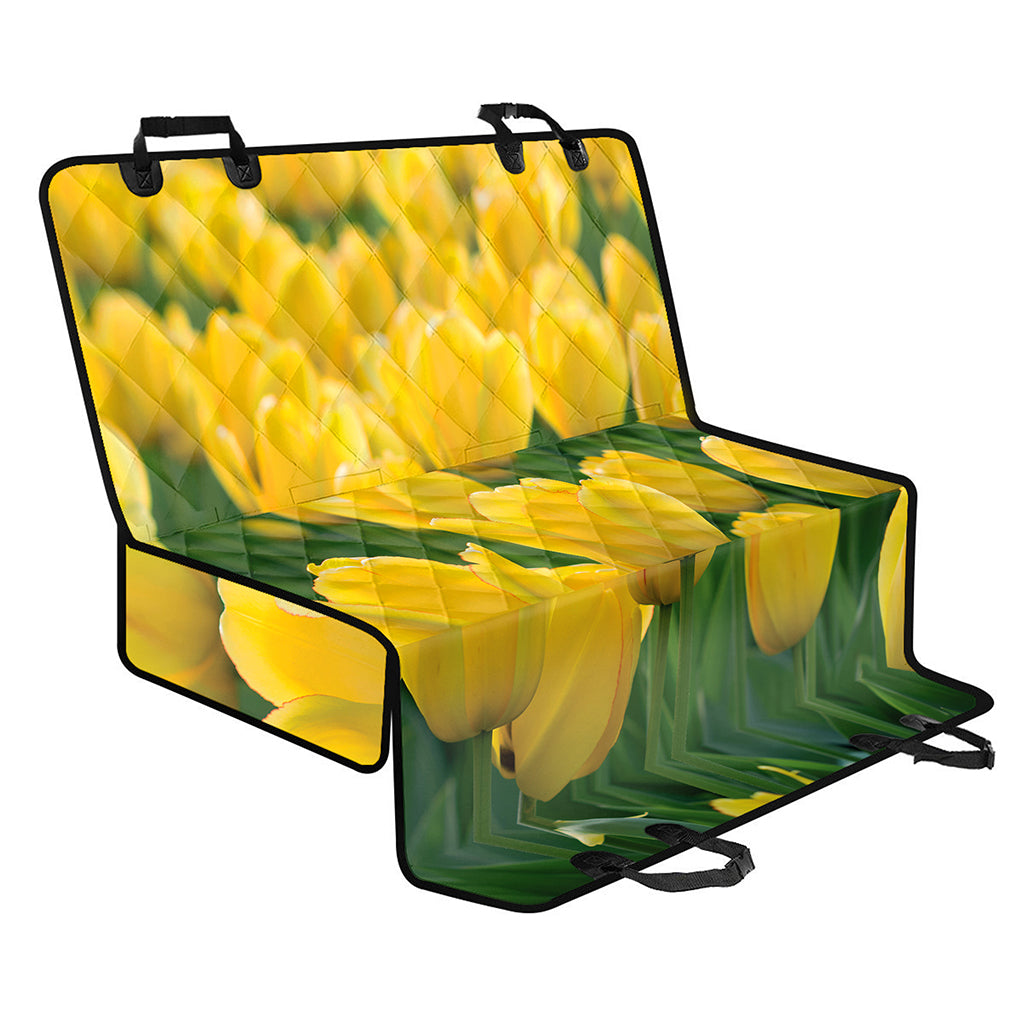 Yellow Tulip Print Pet Car Back Seat Cover