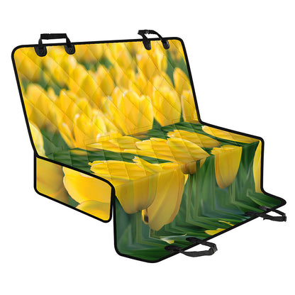 Yellow Tulip Print Pet Car Back Seat Cover