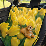 Yellow Tulip Print Pet Car Back Seat Cover