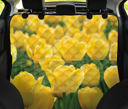 Yellow Tulip Print Pet Car Back Seat Cover