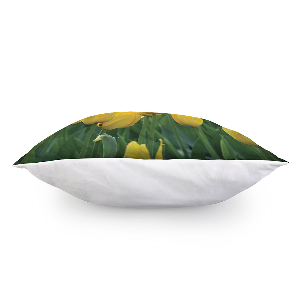 Yellow Tulip Print Pillow Cover
