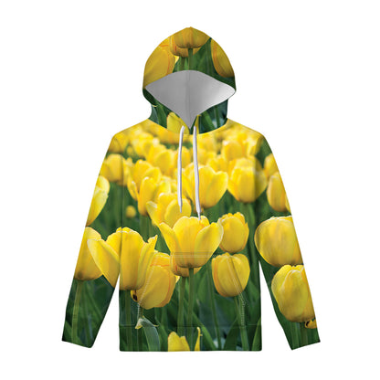 Yellow Tulip Print Pullover Hoodie