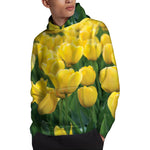 Yellow Tulip Print Pullover Hoodie