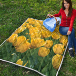 Yellow Tulip Print Quilt