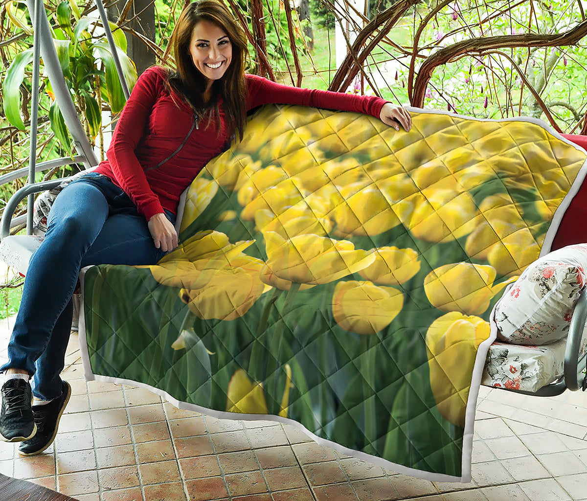 Yellow Tulip Print Quilt