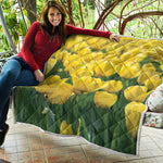 Yellow Tulip Print Quilt